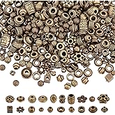 NBEADS About 100g Tibetan Style Alloy Spacer Beads,20 Styles Random Mixed Metal Flower Cone Round Column Spacer Beads for DIY Jewelry Craft Making, Hole: 1-4.5mm
