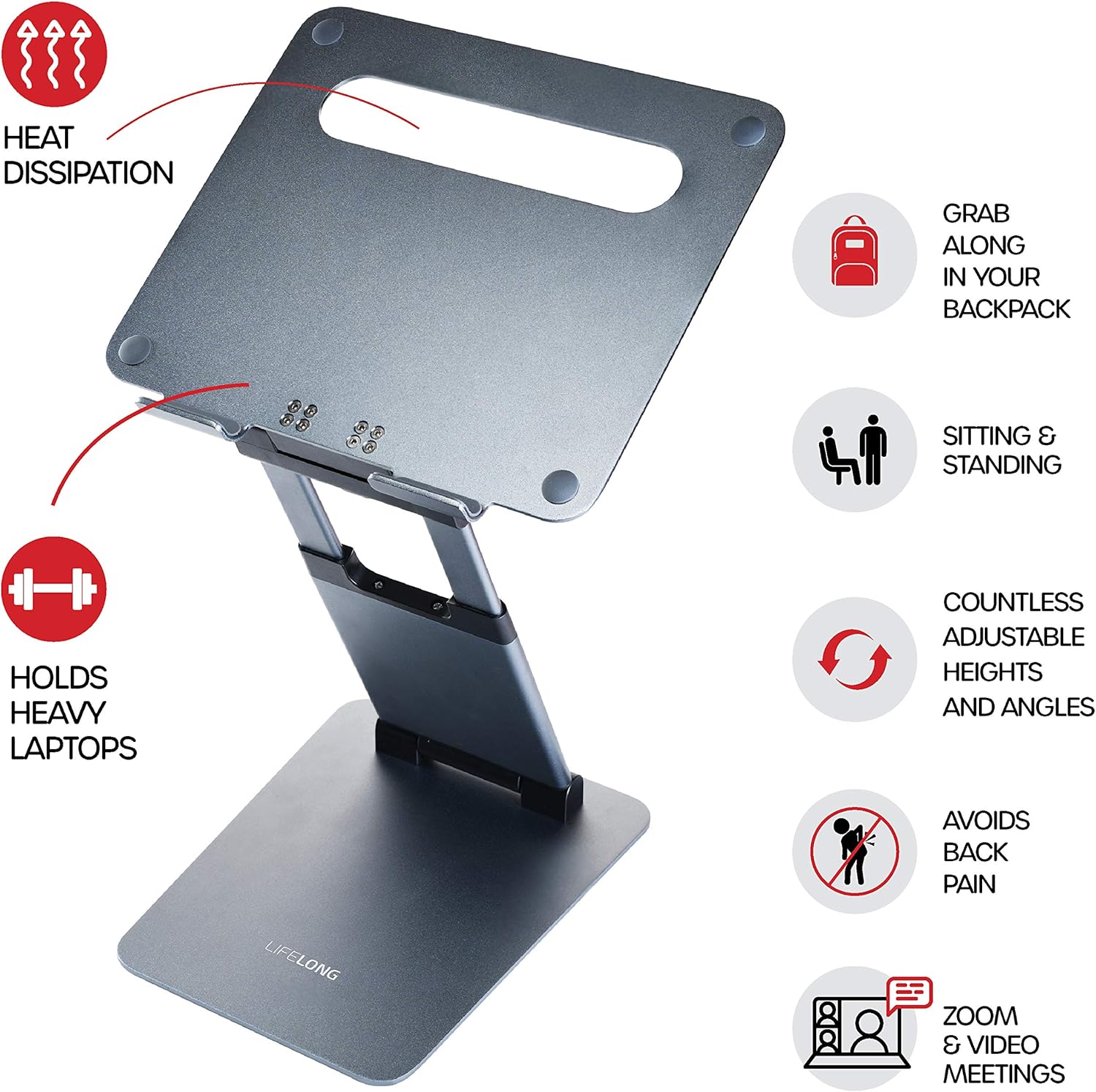 Ergonomic Laptop stand for desk, Adjustable height up to 20", Laptop riser computer stand for laptop, Portable laptop stands, Fits MacBook, Laptops 10 15 17 inches, Laptop holder and Laptop desk stand: Electronics