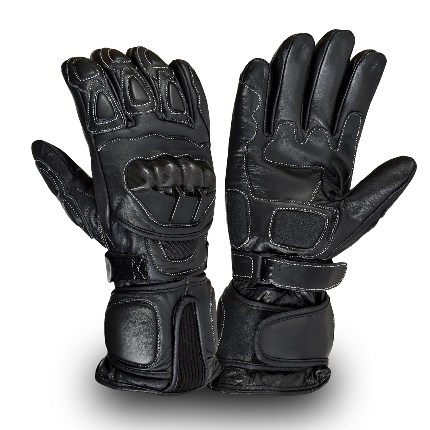 2XL Black Motorcycle Leather Cowhide Bikers Gloves Motorbike Kevlar