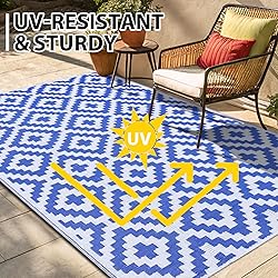 Smiry Waterproof Outdoor Rug 9x12 ft, Reversible