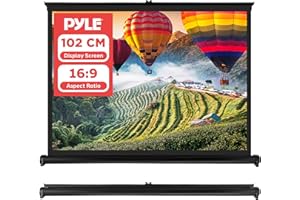 PYLE PRJTP46 40" Floor/Table Top Manual Retractable Pull-Out Projector Screen, Matte White