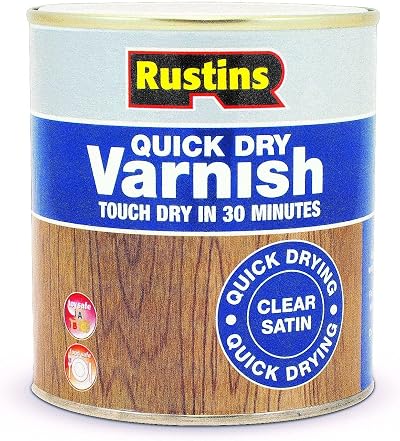 Rustins Quick Dry Varnish Clear Satin 500ml Indoor Water-Based Wood Varnish