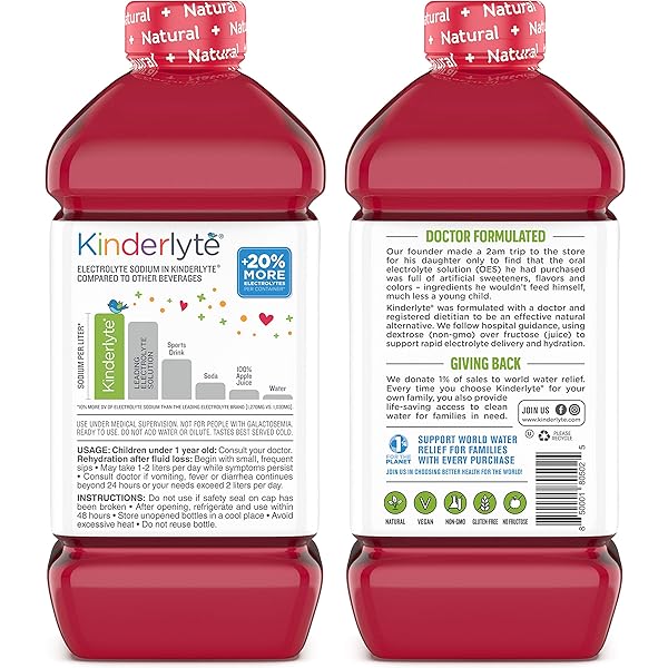 KINDERLYTE | NATURAL PEDIATRIC ELECTROLYTE SOLUTION | DOCTOR-FORMULATED FOR RAPID REHYDRATION | NO ARTIFICIAL SWEETENERS, COLORS OR FLAVORS | KID-FRIENDLY TASTE | 1-PACK | FRUIT PUNCH