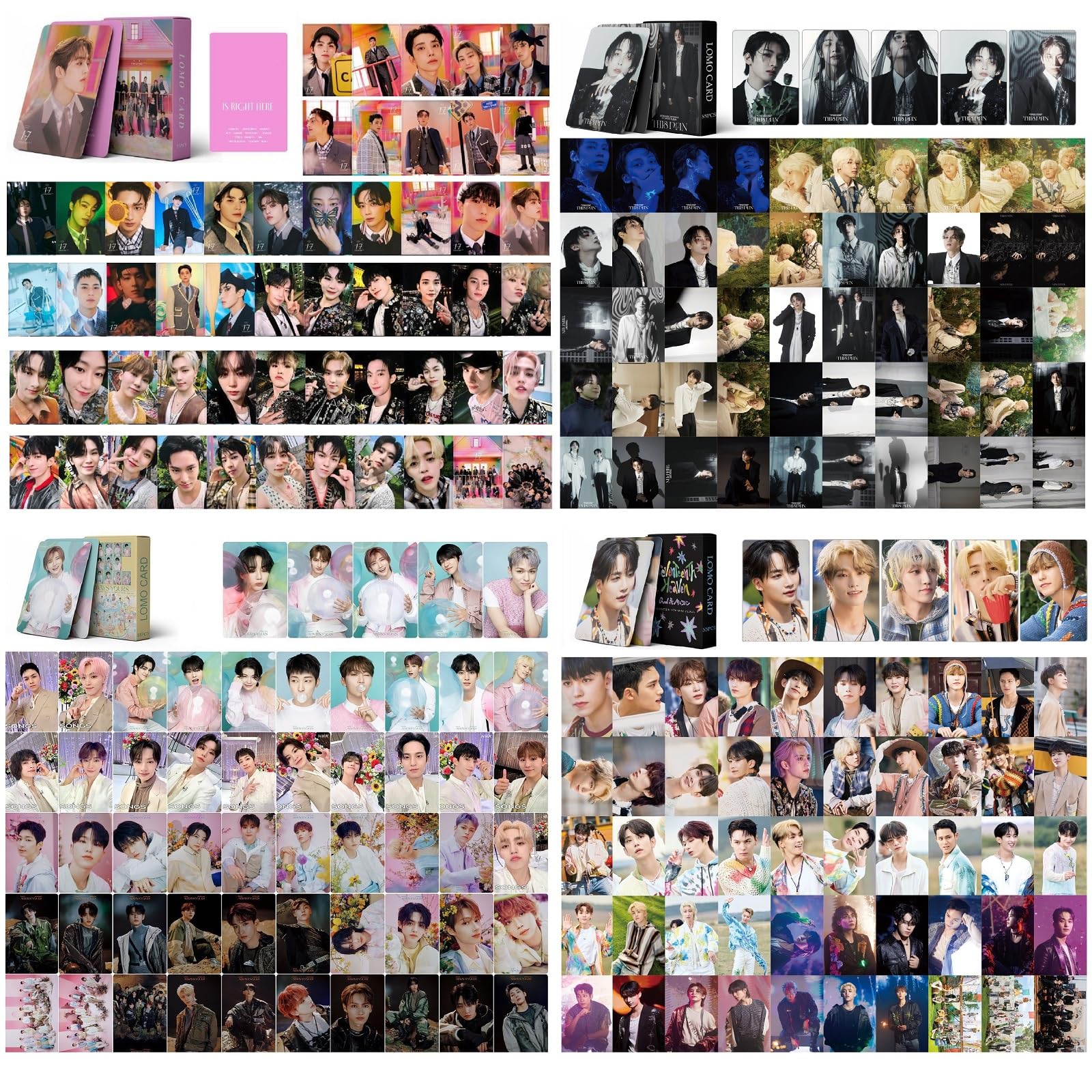 Photo 1 of YiYiXiXi 4Pack/220Pcs Photocards Lomo Cards Greeting Card with Postcards Box for Collection(Red)