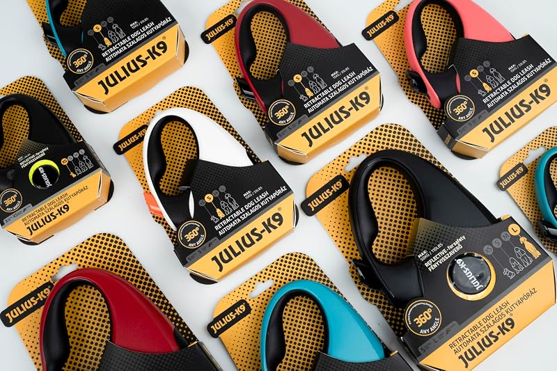 Guinzaglio retrattile per cani, lunghezza 5 m, nero/rosso, impugnatura antiscivolo, estensibile, freno con una sola mano, pausa, blocco, nastro riflettente, anti-groviglio, resistente
