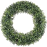 Pure Garden 19.5-Inch Boxwood Wreath - Round UV Resistant Artificial Spring, Summer, Fall, or Winter Wreath - Indoor/Outdoor Wreaths for Front Door