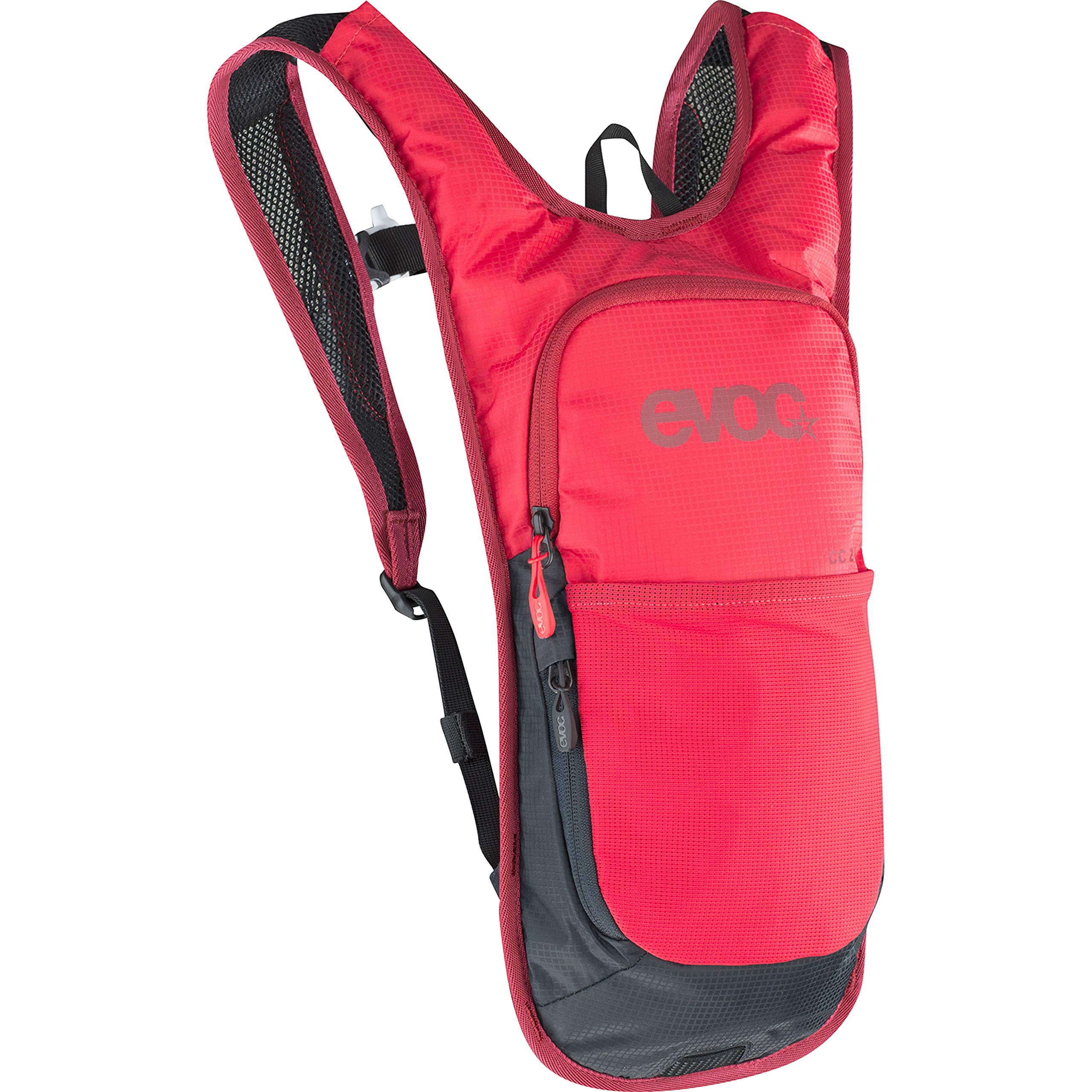 EVOC CC 2l hydration pack bike backpack in minimalist design (AIR TUNE SYSTEM, AIR CIRCULATION, hydration bladder compartment, universal use, ultra-light, incl. 2l camelbak), Red