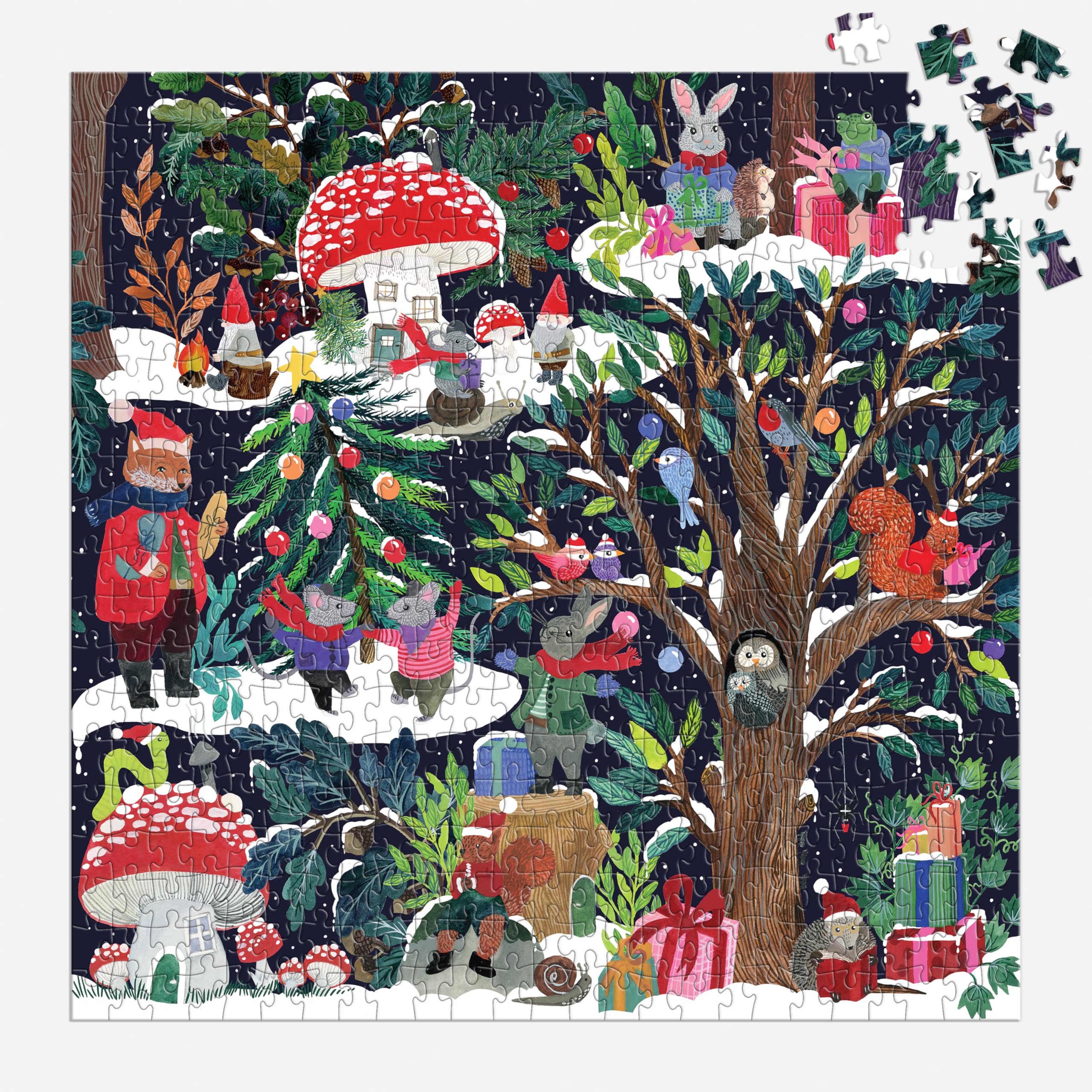 Galison Yuletide Forest – 500 Piece Jigsaw Puzzle Featuring Beautiful Artwork of A Wintery Holiday Wonderland in The Forest