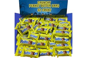 ZOMPOZ ButterFingers Chocolate Candy Bars, 32 Count Peanut Butter Chocolate Candy Bars, Fun Size Individually Wrapped Mini Chocolate Candy, Share Size Movie Theater and Office Candy Bars
