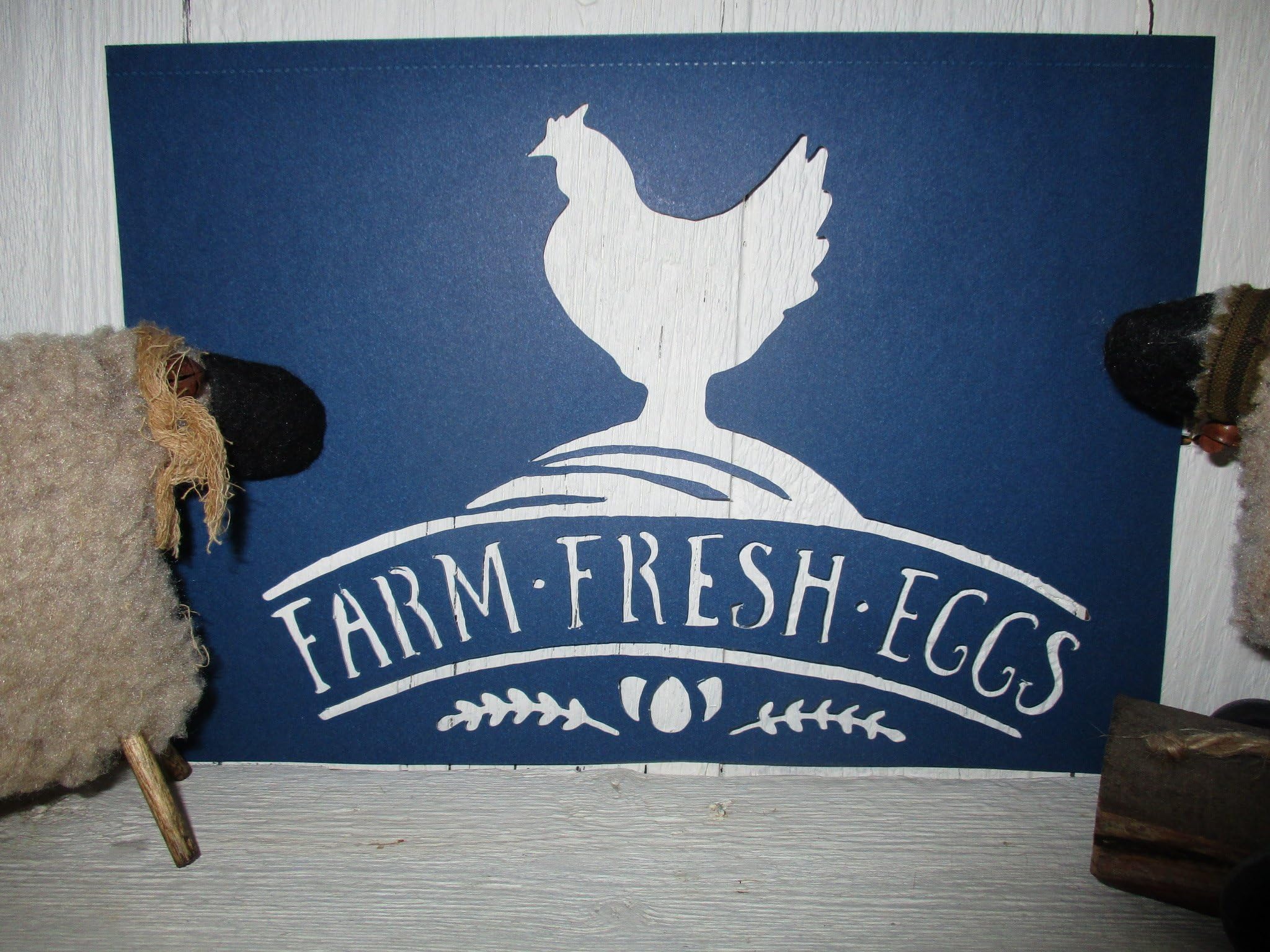 Vintage look FARM FRESH EGGS CHICKEN HEN arched cardstock STENCIL old timey farmhouse primitive for painting on paper, wood, fabric