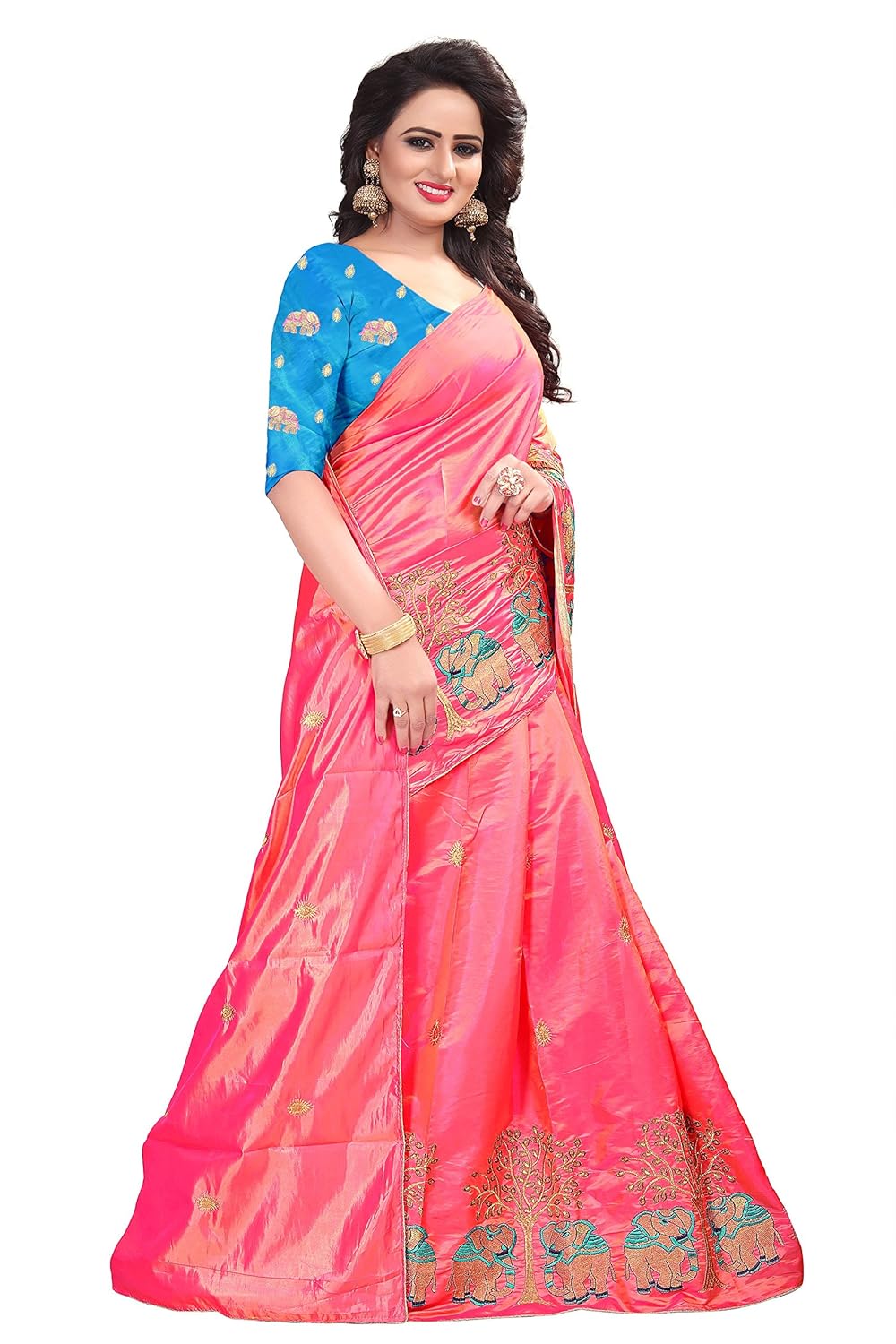 ecolors fab women's silk saree with blouse piece