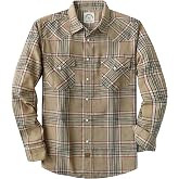 Dubinik&reg; 6 oz Flannel Shirt for Men Pearl Snap Western Cowboy Long Sleeve | Soft Brushed Cotton, Pre-Shrunk, Breathable, Durable, Two Flap Pockets, Classic Plaid, Workwear, Casual, Outdoor, Everyday