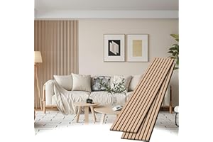 POHARE Wood Slat Wall Panels, 2 Pack Accent Decorative Acoustic Wood Slats for Wall and Ceilings, Acoustic Panels for Interior Wall Décor on Felt Back Board, Oak, 8 x 1 ft