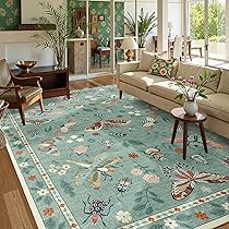 Lahome Insect Washable Area Rugs 5x7, Soft Green Rug for Living