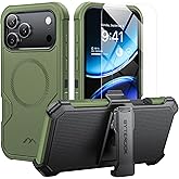 ByteRock for iPhone 17 Pro Max Case 6.9" with Belt Clip Holster,Compatible with MagSafe,Anti-Drop,Shockproof,Heavy Duty Protection,w/Screen Protector,with 360°Rotating Kickstand,Green