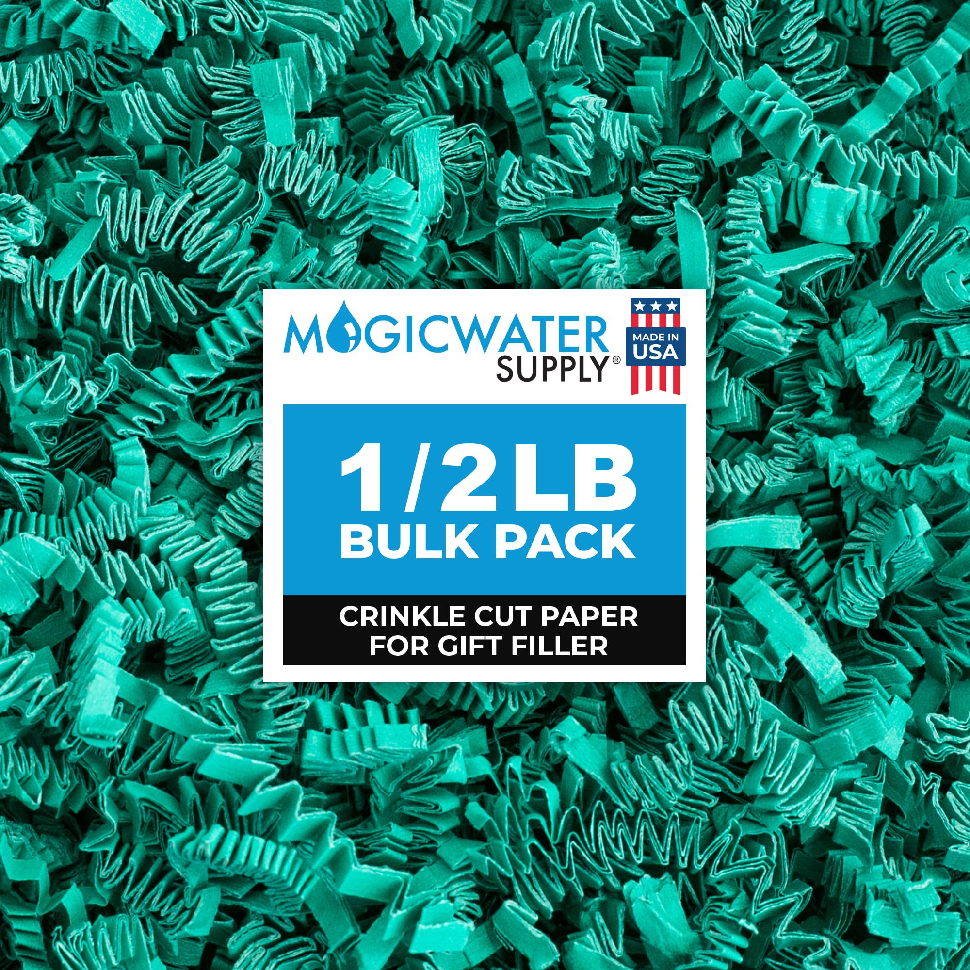 MagicWater Supply - 1/2 LB - Teal - Crinkle Cut Paper Shred Filler great for Gift Wrapping, Basket Filling, Birthdays, Weddings, Anniversaries