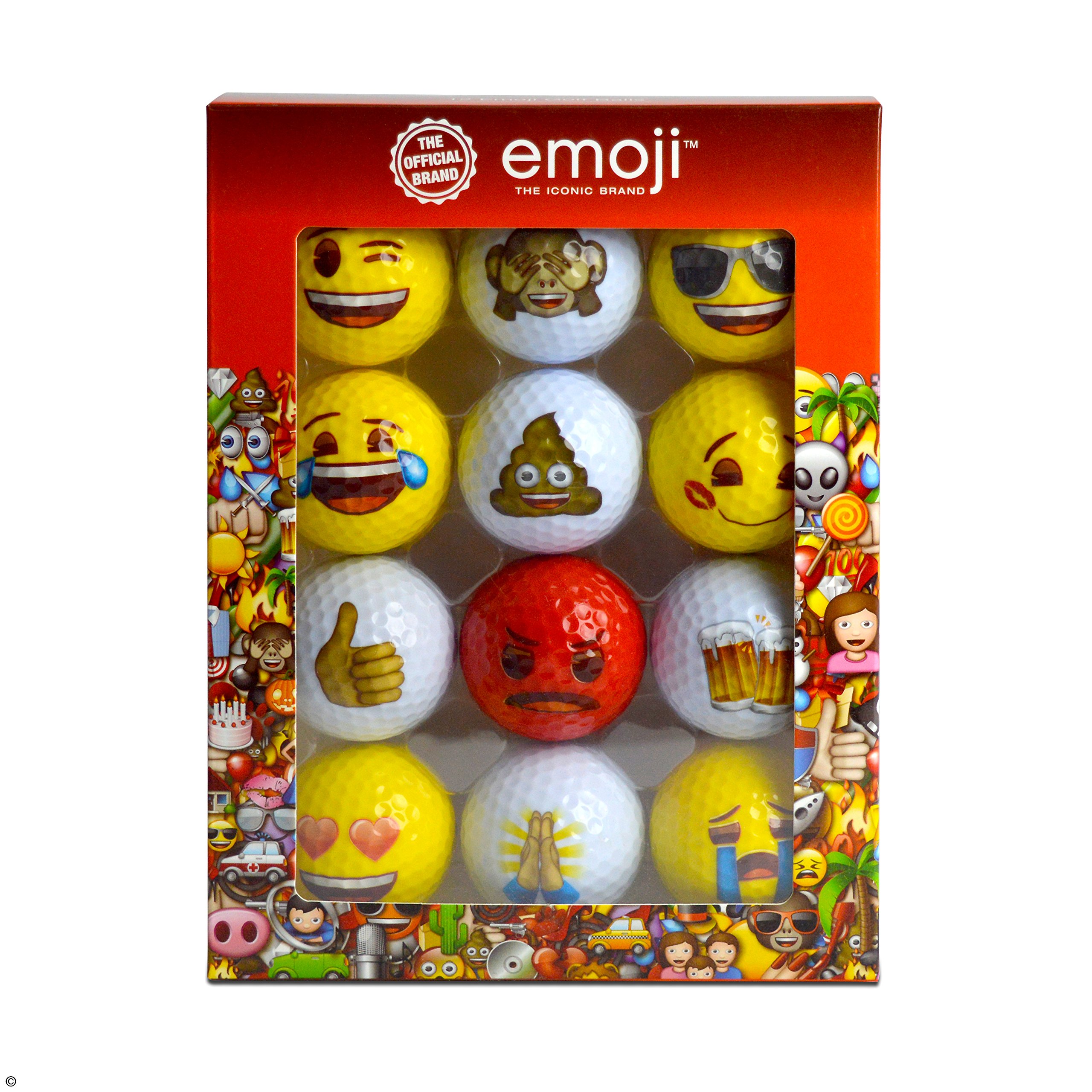 Emoji Novelty Fun Golf Balls (Pack of 12)