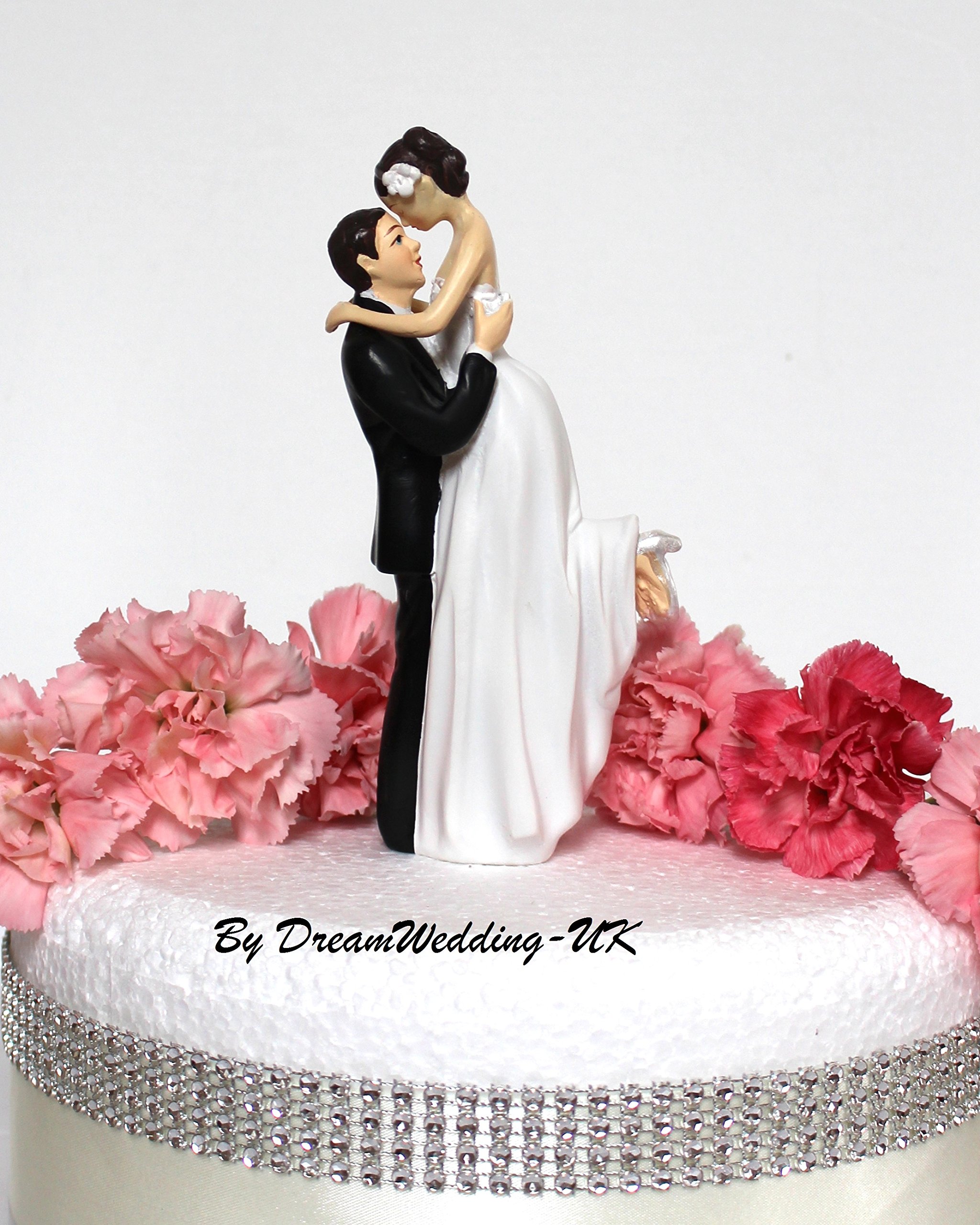 DreamWedding-UK Bride and Groom Humorous Cake Topper Sitting/Standing Unusual Funny Couple for Wedding Celebrations, Artificial Resin, Number 80, 5 x 12 x 12 cm