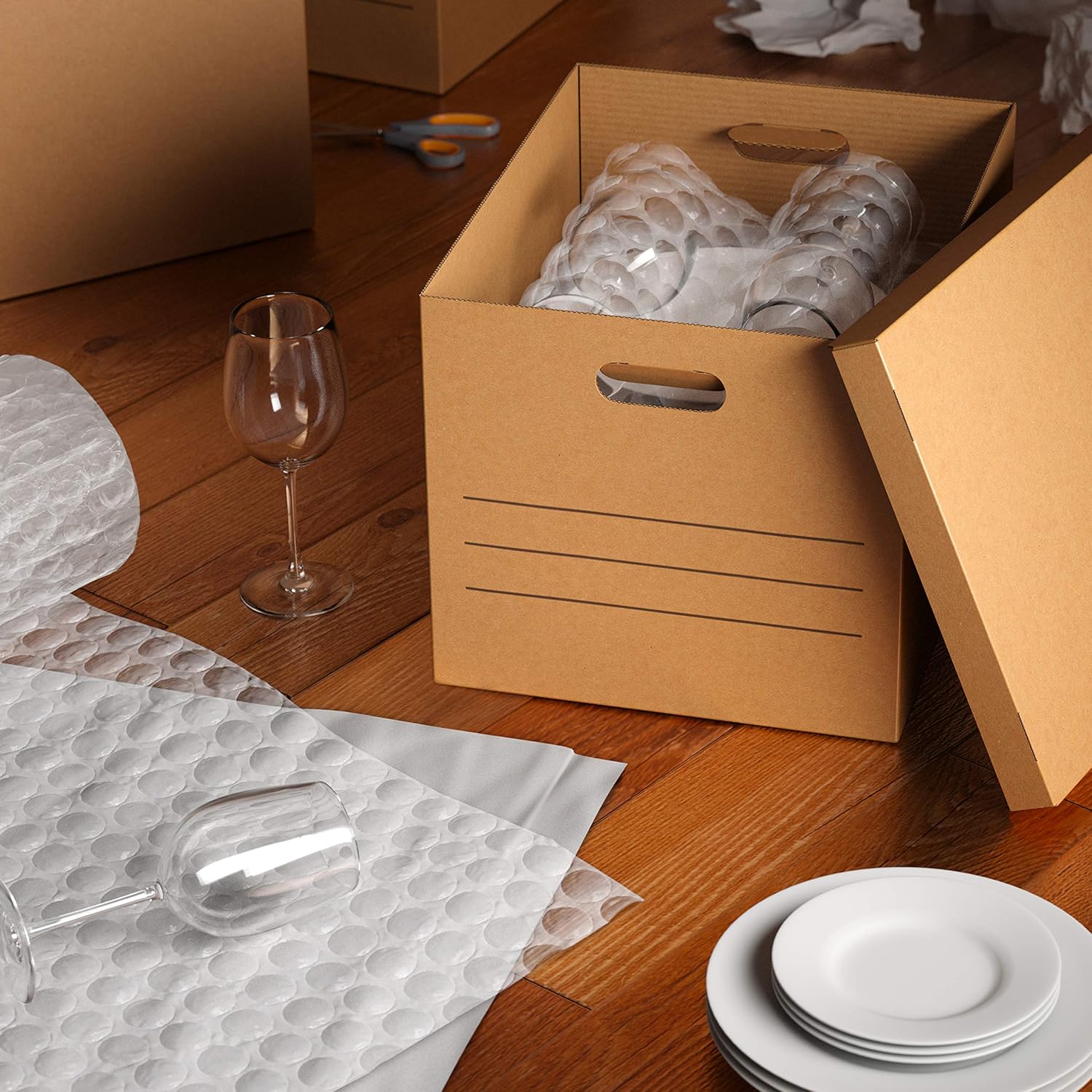 Basics Moving Boxes with Handles - Medium, 10-Pack : Office Products
