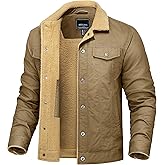 TACVASEN Mens Winter Jacket Thick Thermal Sherpa Jacket Warm Lapel Fleece Lined Coats Trucker Work Cargo Multi Pockets