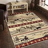 Conrad Trading Cabin Life Area Rug, Mountain/Lake View Multi-Color, 7 ft. 10 in. x 10 ft. 3 in., LBC93005