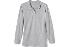Lands' End School Uniform Girls Long Sleeve Feminine Fit Interlock Polo Shirt