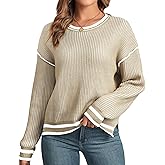 ZAFUL Women's Fall Sweaters 2024 Striped Color Block Casual Long Sleeve Knit Pullover Sweater Tops Winter Trendy Outfits