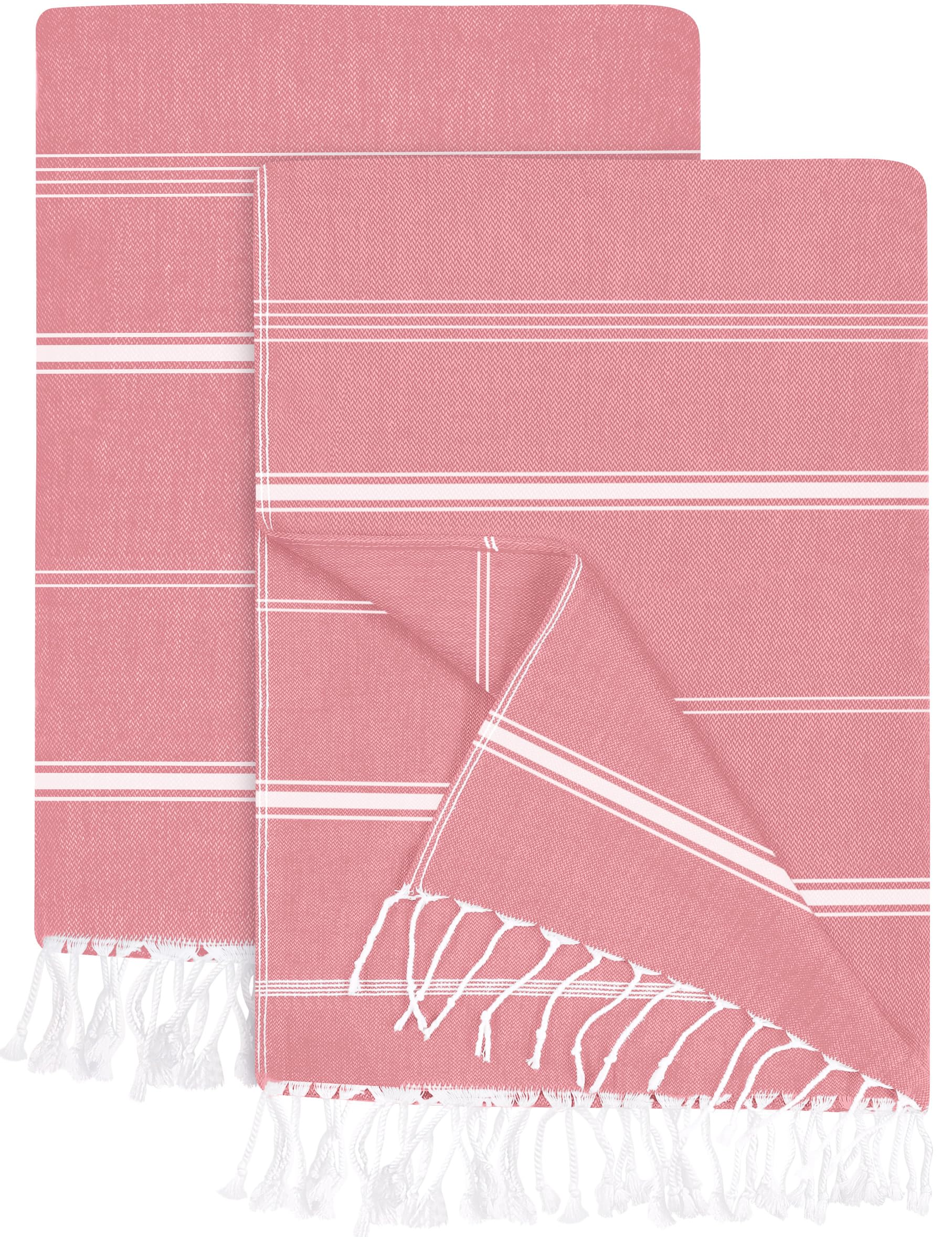 Utopia Towels 2 Pack Turkish Beach Towel (100 x 180 cm) - 100% Cotton Oversized Sand Free Lightweight Quick-Dry Turkish Towel, Prewashed for Soft Feel, Large Peshtemal Towel for Travel (Red)