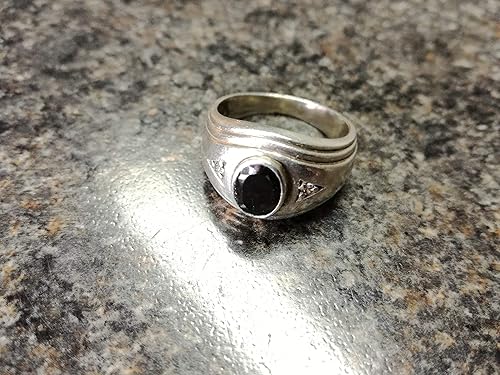 Amazon Com Antique Mens Ring Vintage Ring Black Stone Onyx Ring With 2 Cubic Zircon Sterling Silver 925 Yellow White Rose Gold Handmade All Sizes Handmade