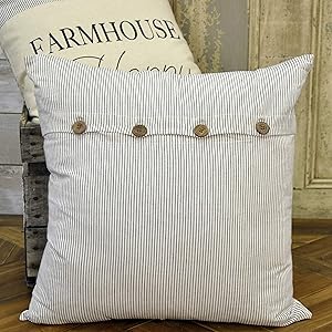 Piper Classics Ticking Stripe Pillow Cover, 20 x 20, Farmhouse Style Black Ticking