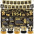 Crenics 70th Birthday Backdrop Banner - Black & Gold "Back In 1954" Decor, 5.9x3.6 Ft, For 1954 Themed Party - View #10