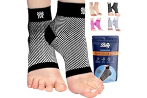 BITLY Plantar Fasciitis Socks for Women & Men - Best Foot & Ankle Compression Sleeve, Brace for Everyday Use - Provides Arch Support & Heel Pain Relief (Black, Large)