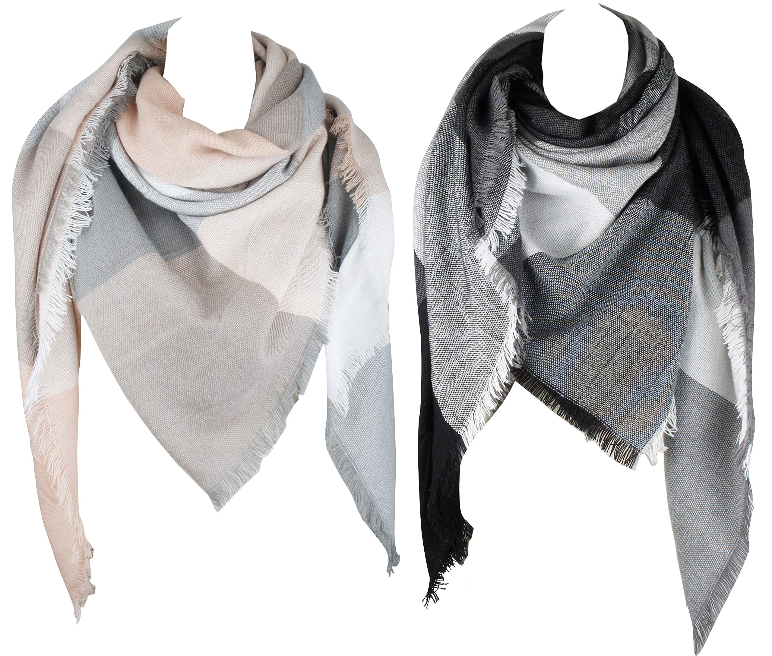 VIVIAN & VINCENT 2 Pack of Soft Classic Luxurious Blanket Tartan Square