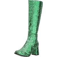Women's Glitter Over The Knee Stiletto Boots - Green Sparkle, Pointed Toe, Side Zipper, Size 10 - View #6