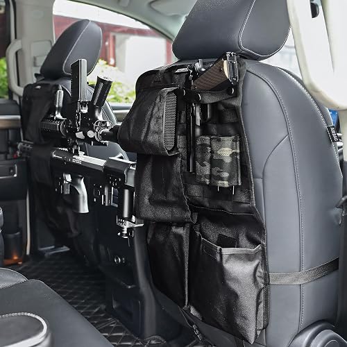 thumbnail interactive-video image 1 of Pmsanzay 2-Pack Seat Back Gun Rack – Black – Bow Holder Sling – Vehicle Mount 1 of 2