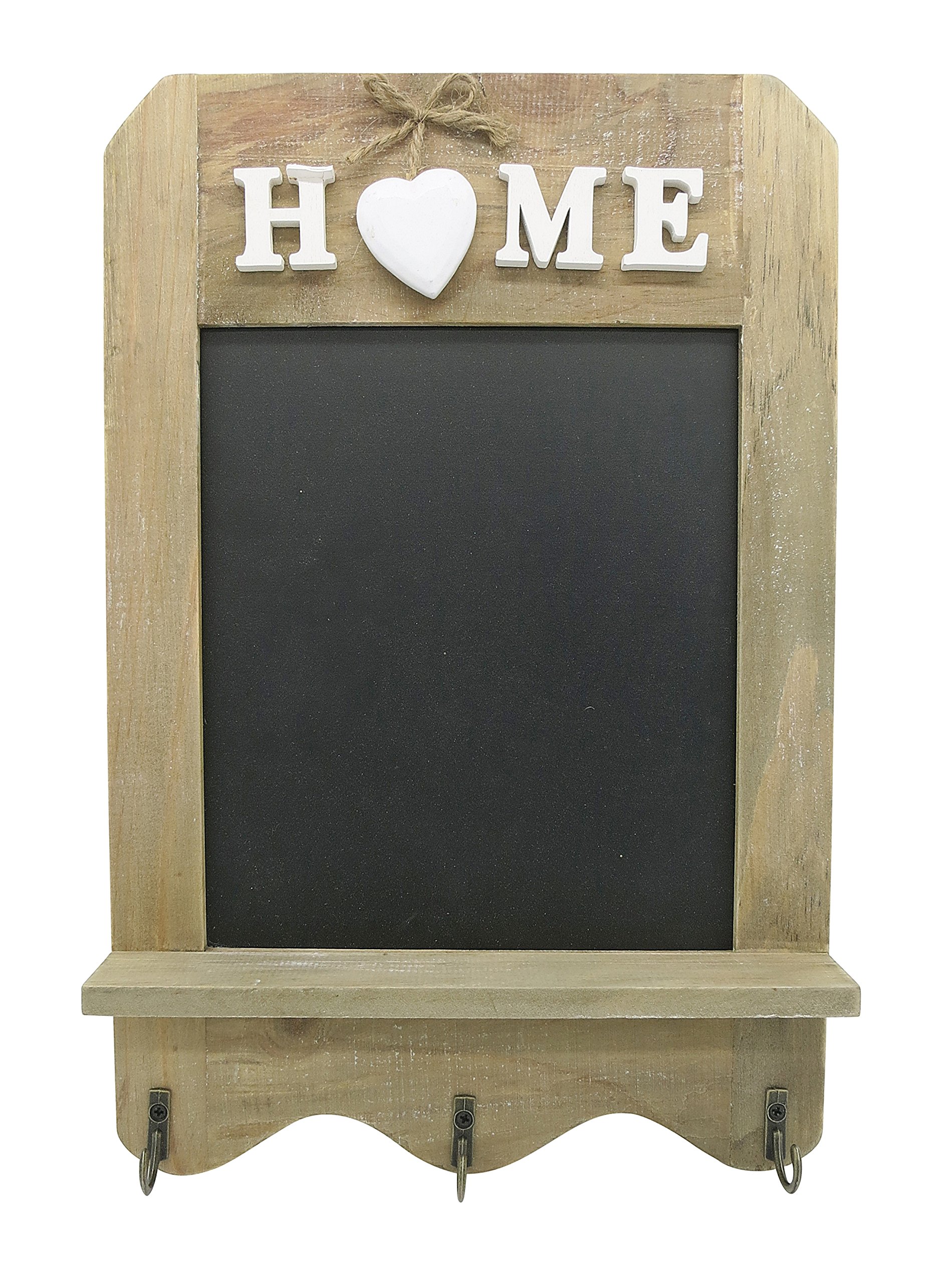 Stylish blackboard in vintage style - decorative blackboard with hooks & shelf - decorative chalkboard in country house style - slate board size 33 x 22 cm
