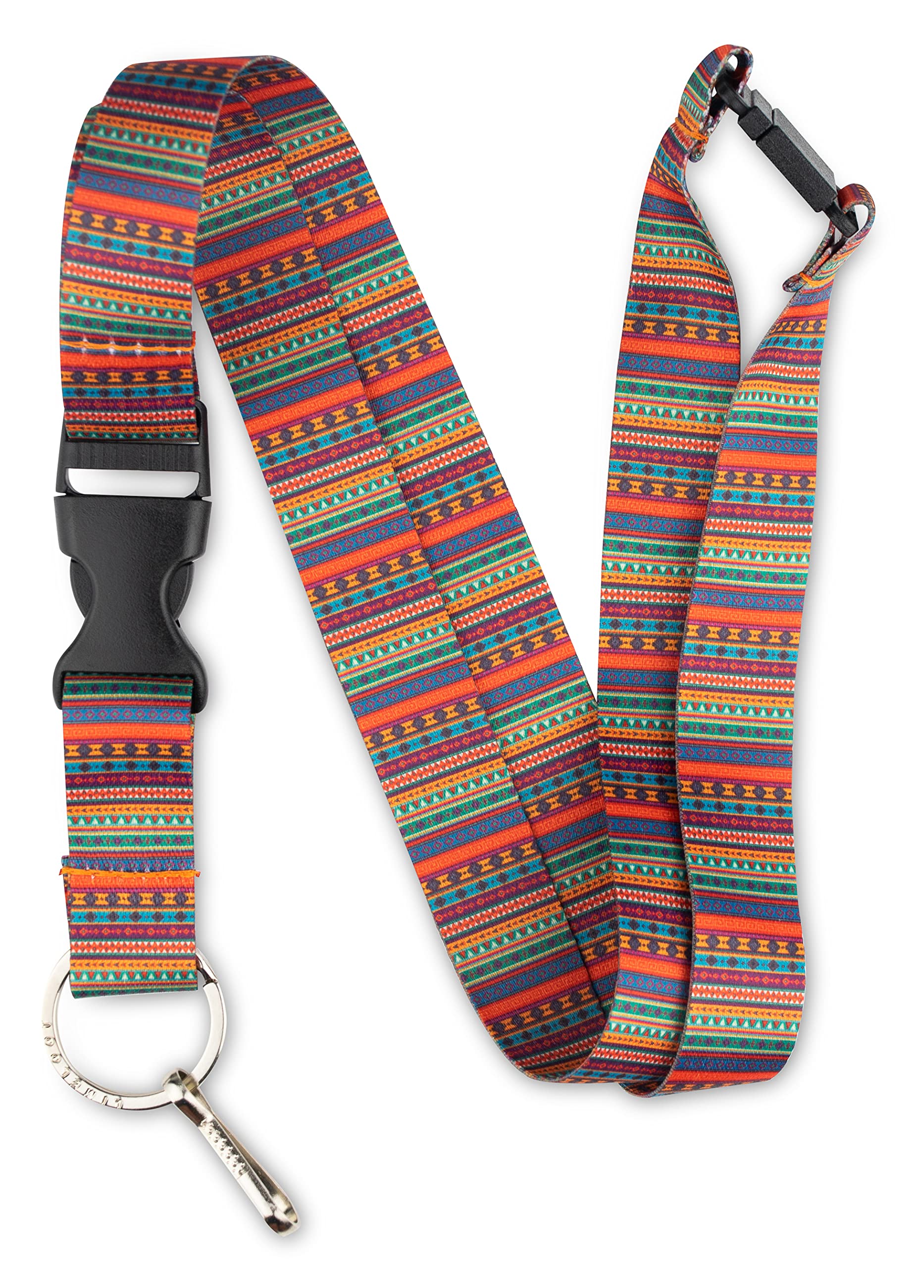 Limeloot Colorful Tribal Premium Lanyard With Breakaway Clasp and Flat Ring, Colorful Tribal, Default