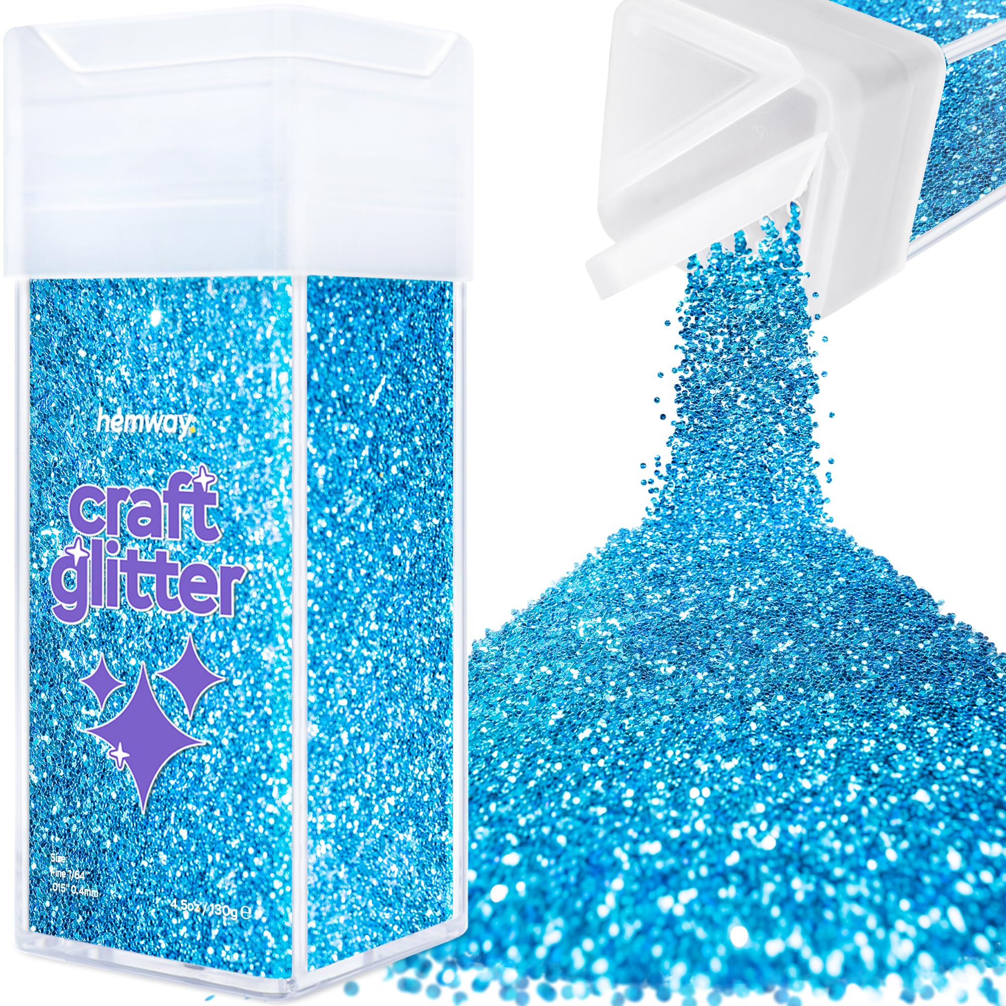 Hemway Glitter Shaker Ocean Blue 110g Fine, Craft Glitter Shaker for Resin & Epoxy Crafts, Christmas Art Supplies, Nail, Body, Face, Eye, Festival, Crafting, Slime, Sparkle