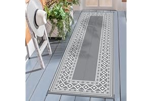 GENIMO Outdoor Rug Waterproof for Patio, 2.5'x8' Foldable Reversible Plastic Straw Runner Rugs and Carpet for Porch, Outside 