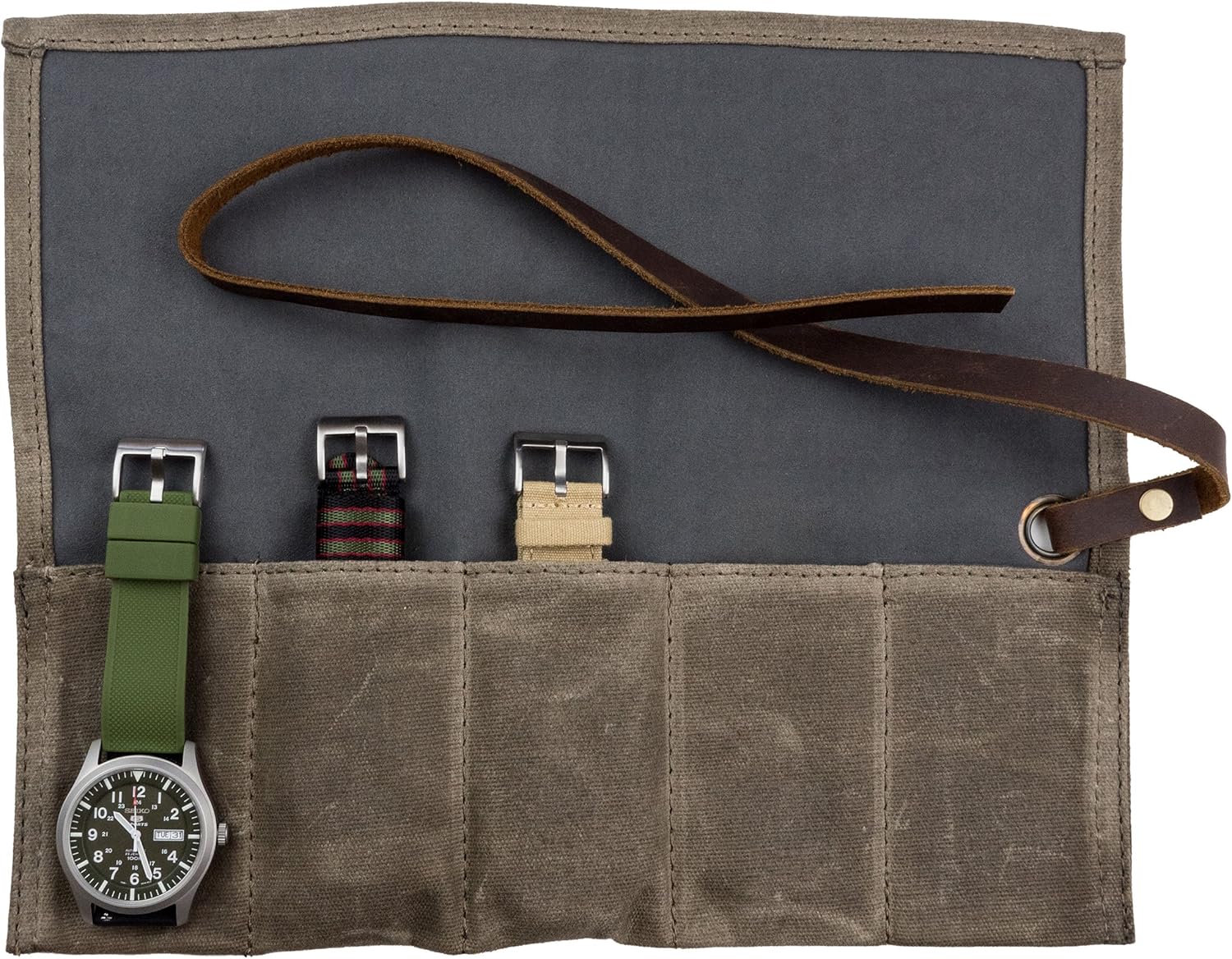 Barton Watch Roll - Waxed Canvas Watch Travel Case & Watch Band Storage: Watches