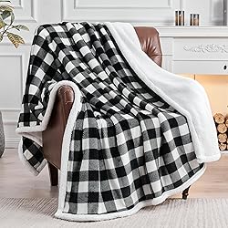 BEDELITE Sherpa Fleece Blanket - Black and White