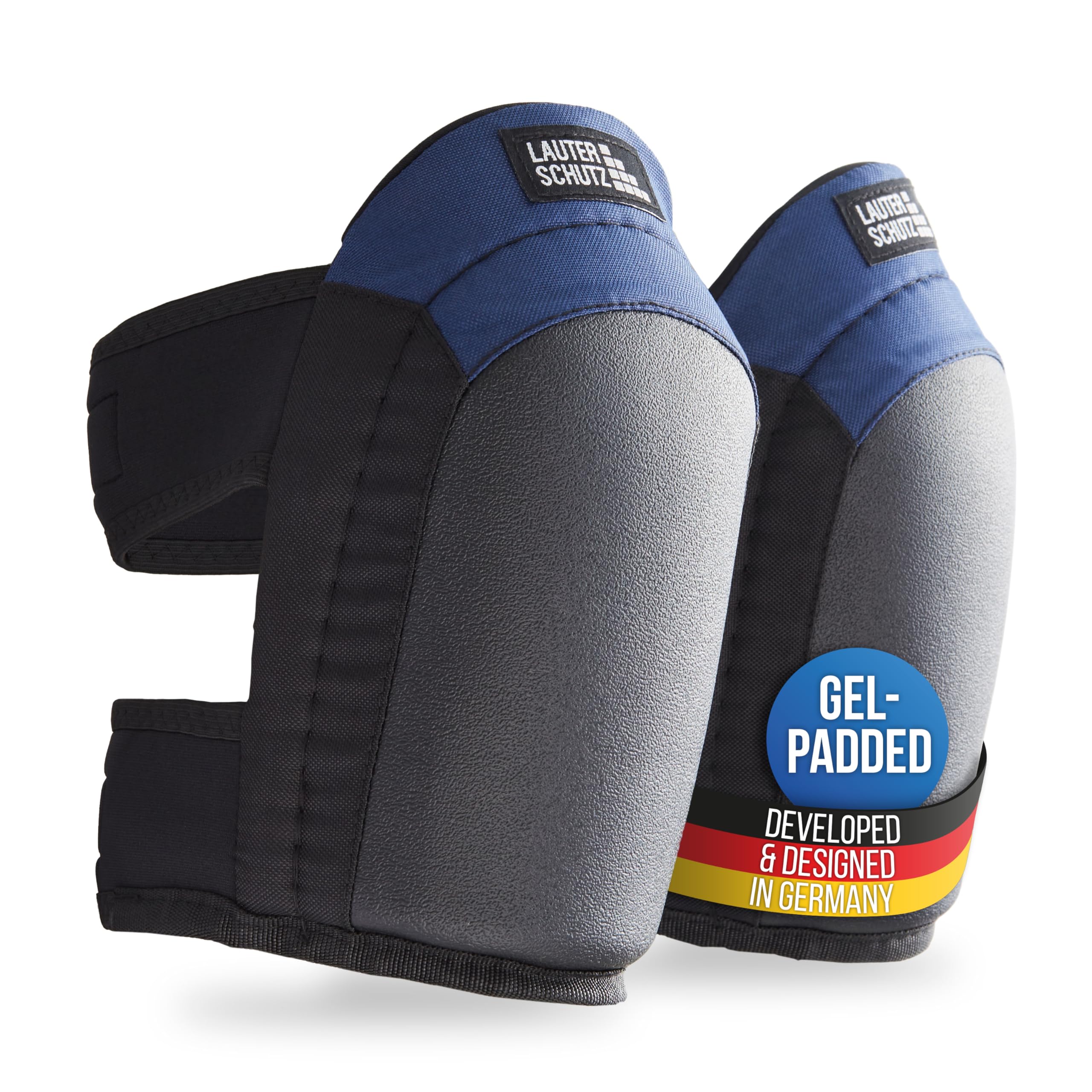 LauterSchutz® professional gel kneepads for heavy duty work - like laying ground - with anti slip surface and double strap closure, for craftsmen [German manufacturer] (CLASSIC)