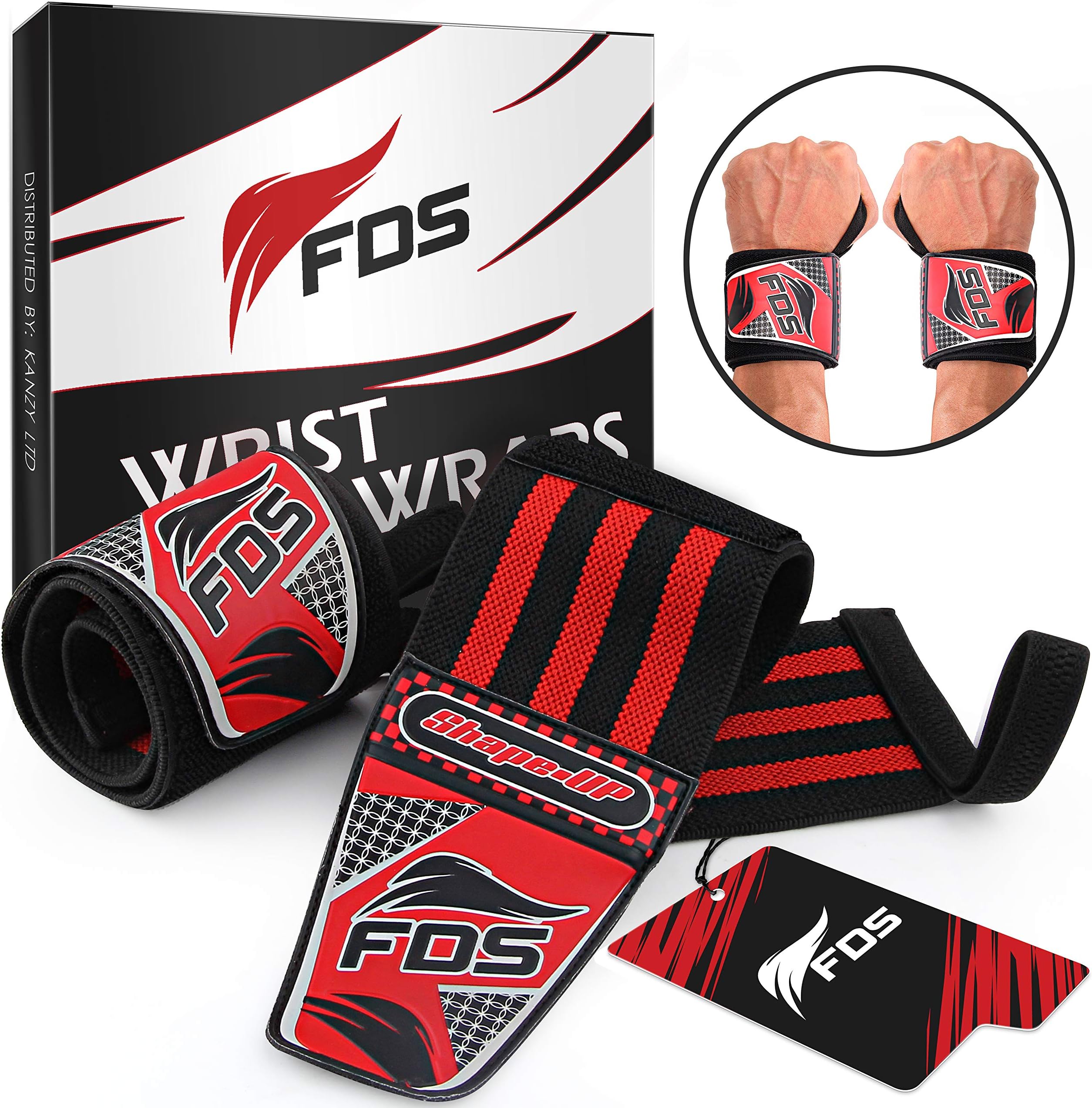 Kanzy Wrist Wraps for Weight Lifting 18 Inch Straps Professional Grade with Thumb Loops - Wrist Support Braces for Men & Women Both Multipurpose Gym Powerlifting