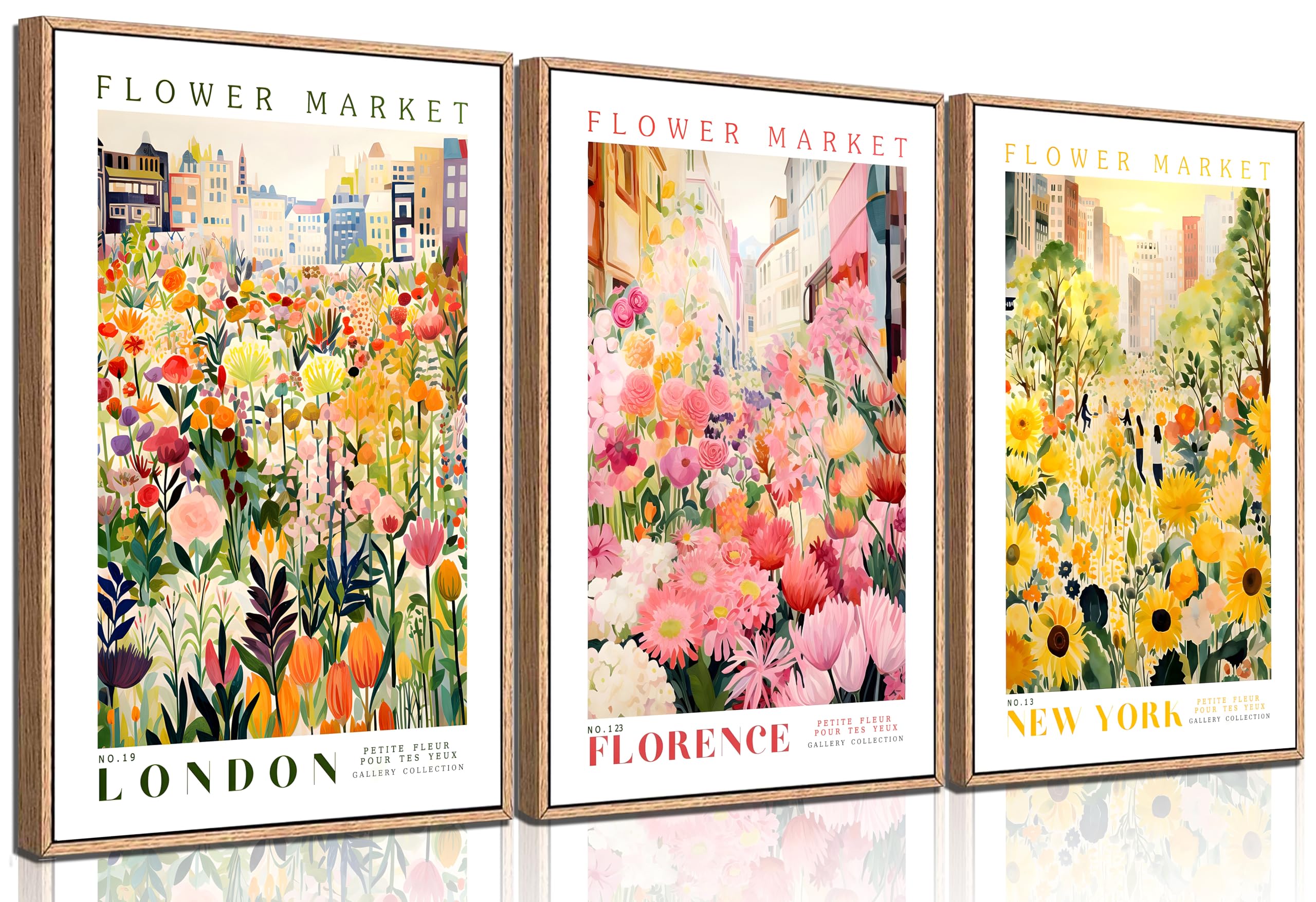 Photo 1 of **Only 2**3Pcs Flower Market Color Botanical Canvas Wall Art Colorful Wildflower Sunflower Wall Decor Pictures Pink Floral Travel Posters Prints for Kitchen Bathroom Living Room Bedroom Decoration Unframed