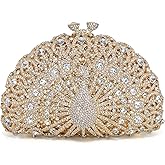 MOSSMON Peacock Luxury Rhinestone Crystal Evening Clutch Bag Sparkly Bride Wedding Party Purses for Women