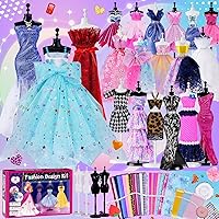 500+Pcs - Fashion Design Kit for Girls with 4 Mannequins - Creativity DIY Arts & Crafts Kit Sewing Kit for Kids Learning Toys