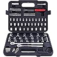 120 Piece MECHMAX Socket Set, 1/2, 3/8 & 1/4 Inch Drive Mechanics Tool Kit SAE & Metric Sockets, Auto Repair & Home Use with Storage Case and as A Gift