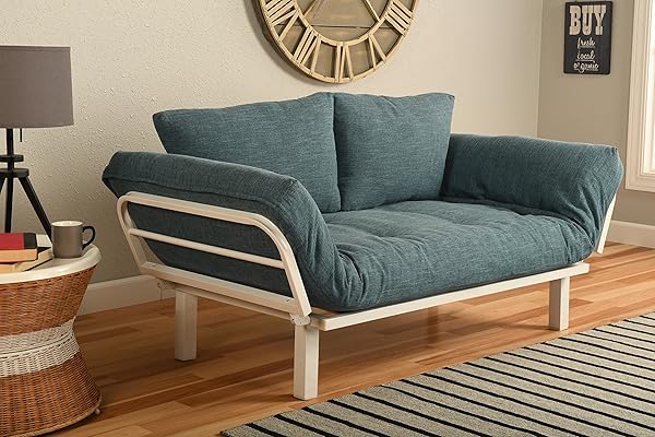 White Metal Frame Small Futon Lounger Furniture