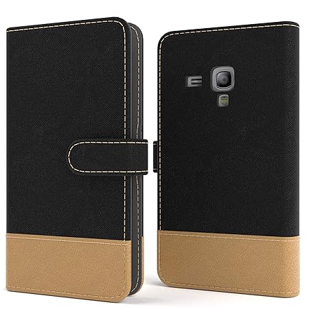 EAZY CASE Tasche für Samsung Galaxy S3 Mini Stoff Schutzhülle mit Standfunktion Klapphülle im Bookstyle, Handytasche Handyhül