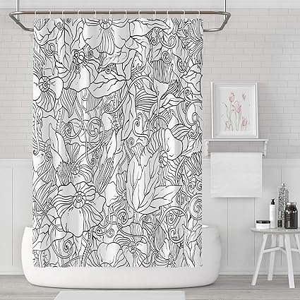 Amazon Com Summor Mildew Resistant Shower Curtains Black White